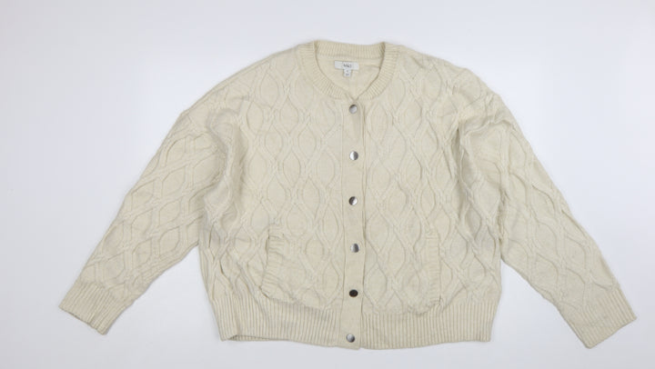 Marks and Spencer Women's Ivory Cable-Knit Wool Blend Cardigan XL