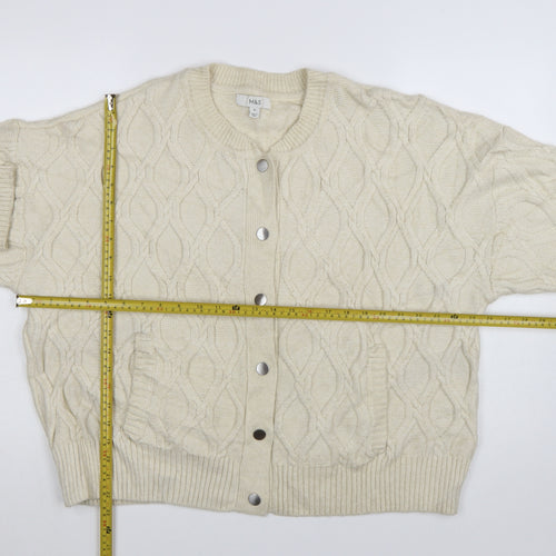 Marks and Spencer Women's Ivory Cable-Knit Wool Blend Cardigan XL