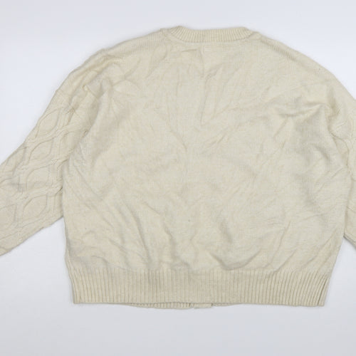 Marks and Spencer Women's Ivory Cable-Knit Wool Blend Cardigan XL