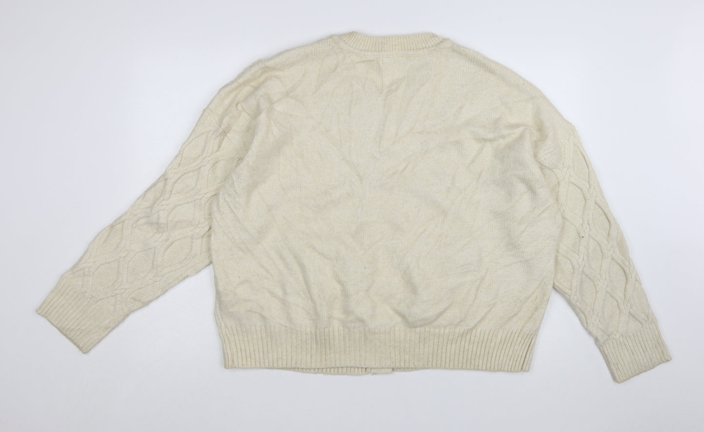 Marks and Spencer Women's Ivory Cable-Knit Wool Blend Cardigan XL