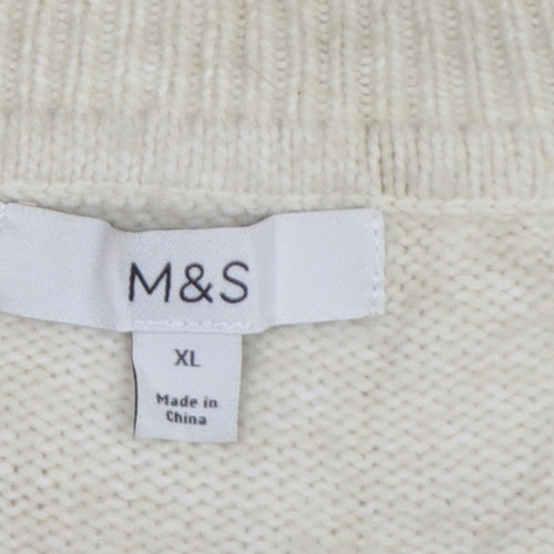 Marks and Spencer Women's Ivory Cable-Knit Wool Blend Cardigan XL