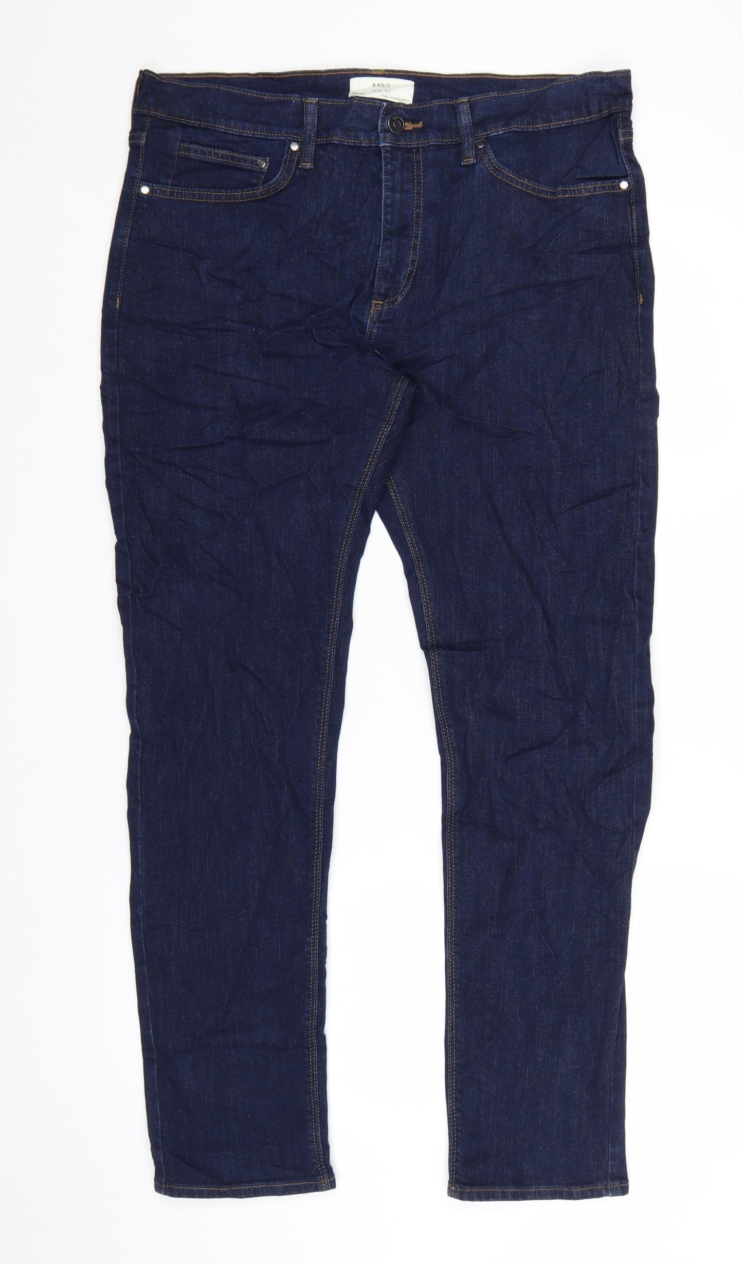 Marks and Spencer Men's Blue Slim Fit Jeans 34/31 Straight Denim