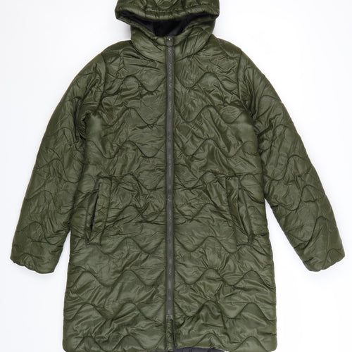 Regatta Girls Green Long Hooded Quilted Puffer Coat 13 Years