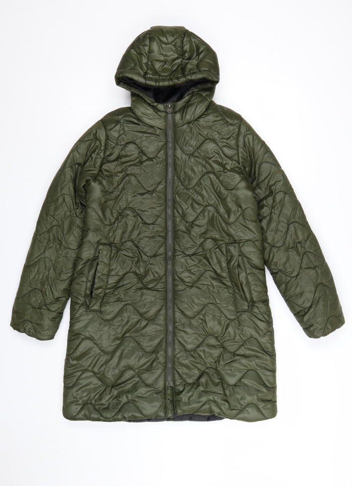 Regatta Girls Green Long Hooded Quilted Puffer Coat 13 Years