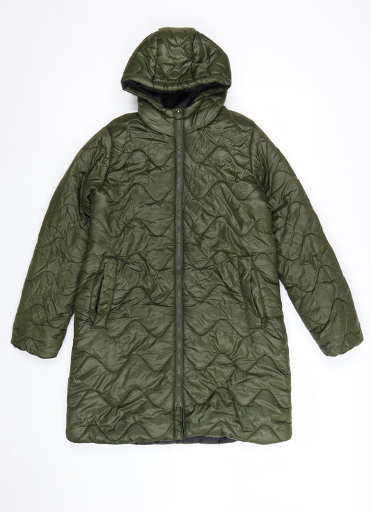 Regatta Girls Green Long Hooded Quilted Puffer Coat 13 Years