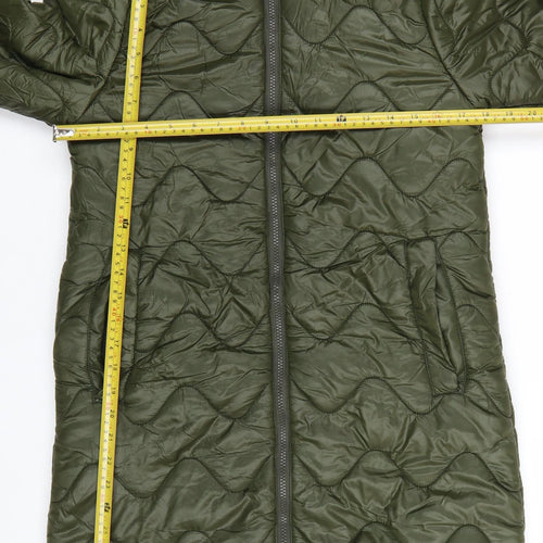 Regatta Girls Green Long Hooded Quilted Puffer Coat 13 Years
