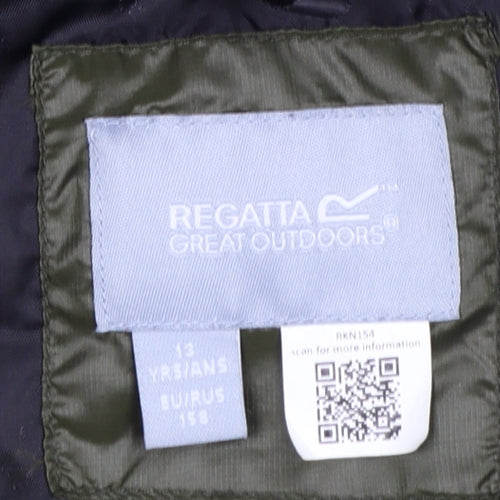 Regatta Girls Green Long Hooded Quilted Puffer Coat 13 Years