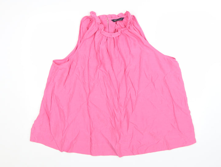 Marks and Spencer Women’s Pink Cotton Sleeveless Ruffle Blouse Size 20