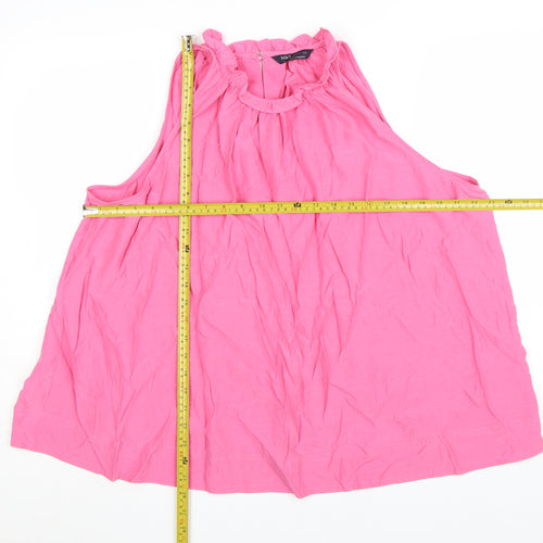 Marks and Spencer Women’s Pink Cotton Sleeveless Ruffle Blouse Size 20