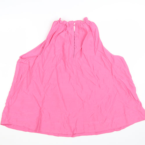 Marks and Spencer Women’s Pink Cotton Sleeveless Ruffle Blouse Size 20