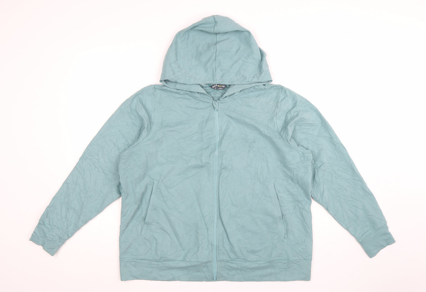 Marks and Spencer Womens Dusted Aqua Full Zip Hoodie Size 18 Cotton Blend