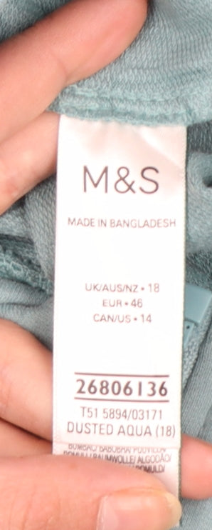 Marks and Spencer Womens Dusted Aqua Full Zip Hoodie Size 18 Cotton Blend