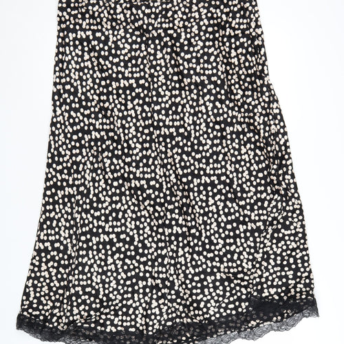 Marks and Spencer Womens Black Polka Dot Lace Trim A-Line Skirt Size 20