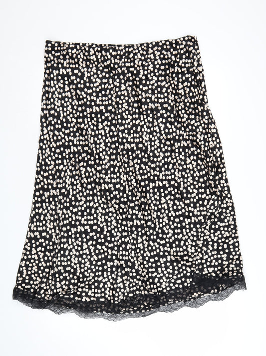 Marks and Spencer Womens Black Polka Dot Lace Trim A-Line Skirt Size 20