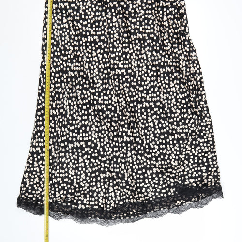 Marks and Spencer Womens Black Polka Dot Lace Trim A-Line Skirt Size 20