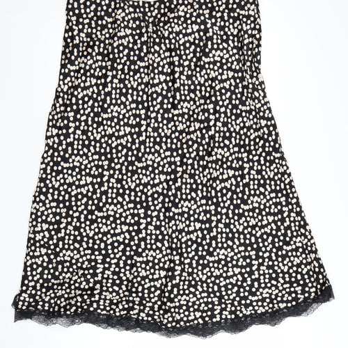 Marks and Spencer Womens Black Polka Dot Lace Trim A-Line Skirt Size 20