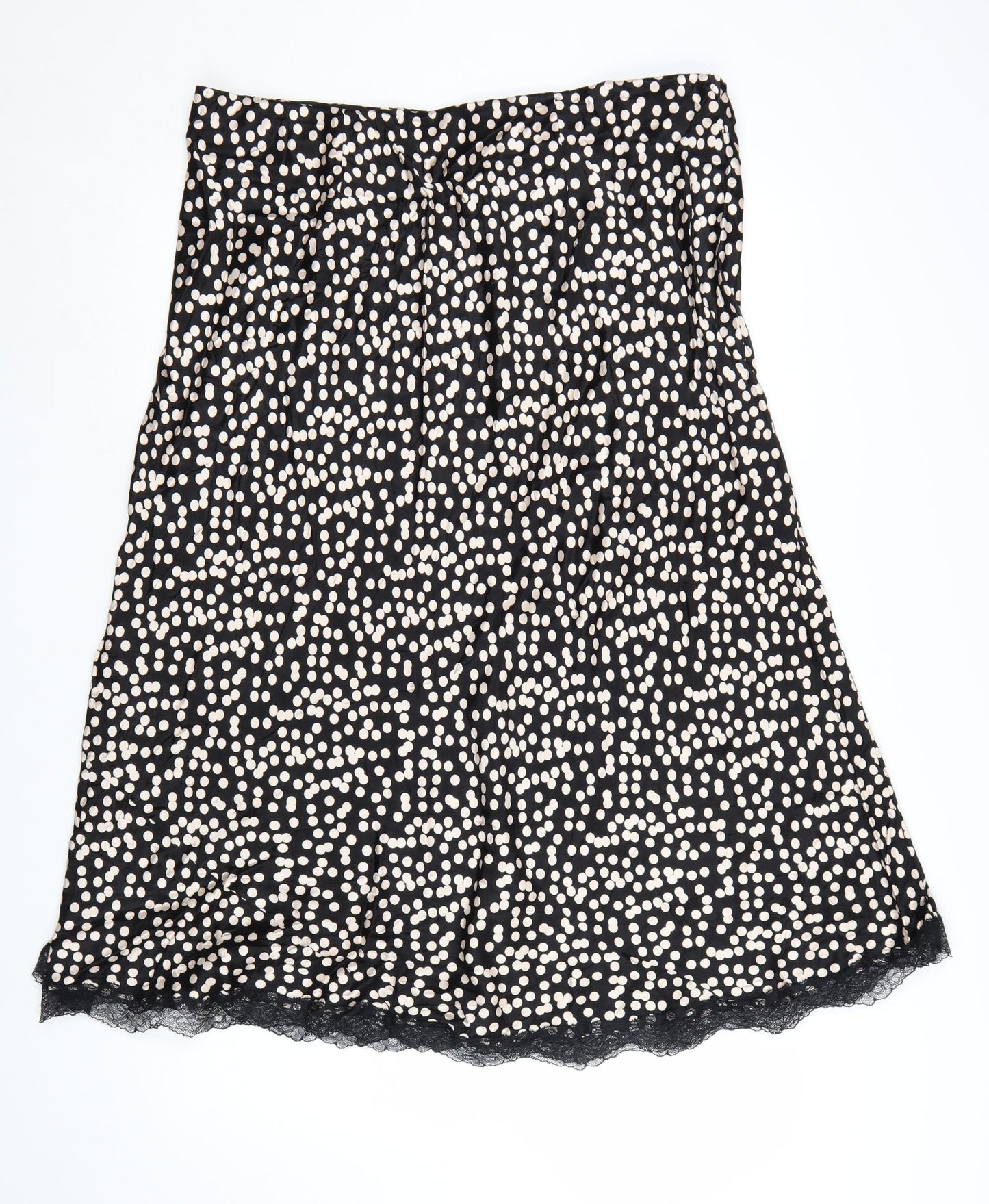 Marks and Spencer Womens Black Polka Dot Lace Trim A-Line Skirt Size 20