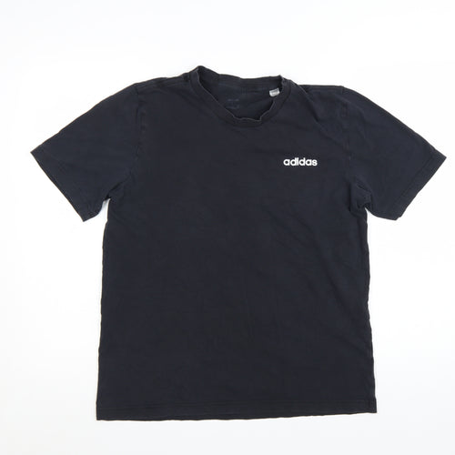 adidas Men's Black Cotton Crew Neck Short Sleeve T-Shirt Size L