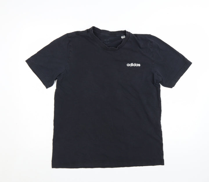 adidas Men's Black Cotton Crew Neck Short Sleeve T-Shirt Size L