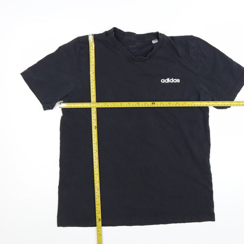 adidas Men's Black Cotton Crew Neck Short Sleeve T-Shirt Size L