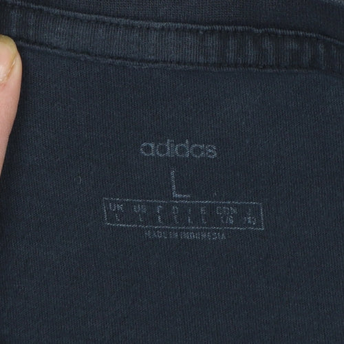 adidas Men's Black Cotton Crew Neck Short Sleeve T-Shirt Size L