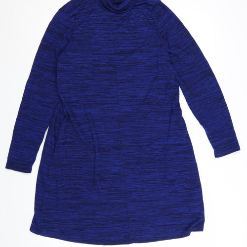 Marks and Spencer Women’s Blue Roll Neck Long Sleeve Knit Shift Dress Size 18