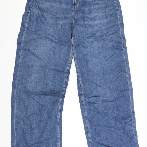 Marks and Spencer Women’s Blue Wide-Leg Jeans Size 14 Regular Fit Denim