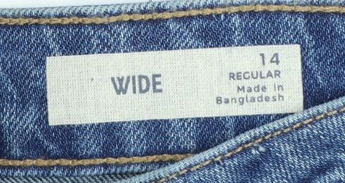 Marks and Spencer Women’s Blue Wide-Leg Jeans Size 14 Regular Fit Denim