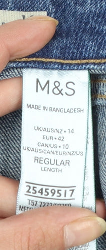 Marks and Spencer Women’s Blue Wide-Leg Jeans Size 14 Regular Fit Denim