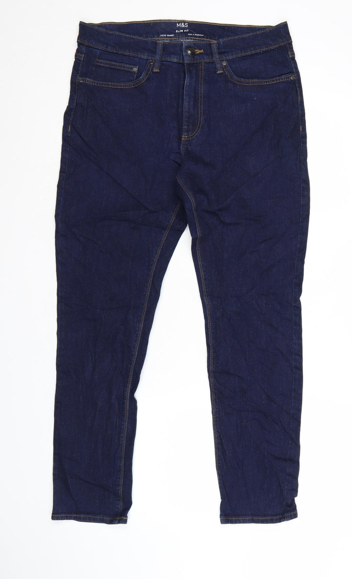 Marks and Spencer Men's Blue Slim Fit Jeans 32W 29L Denim