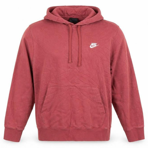 Nike Men's Red Pullover Hoodie Size L Logo Cotton Blend Sweatshirt