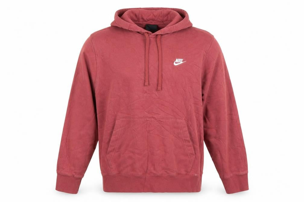 Nike Men's Red Pullover Hoodie Size L Logo Cotton Blend Sweatshirt