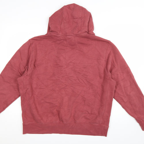 Nike Men's Red Pullover Hoodie Size L Logo Cotton Blend Sweatshirt