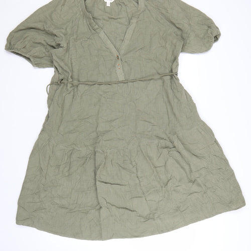 Marks and Spencer Women’s Green Cotton A-Line Knee Length Dress Size 14
