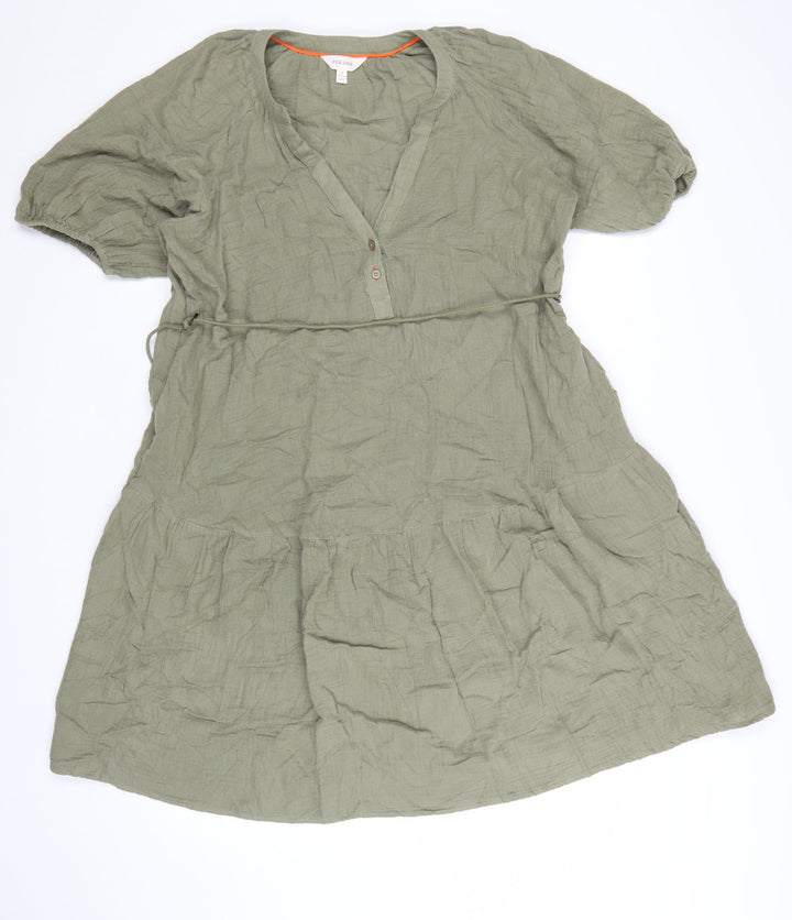 Marks and Spencer Women’s Green Cotton A-Line Knee Length Dress Size 14