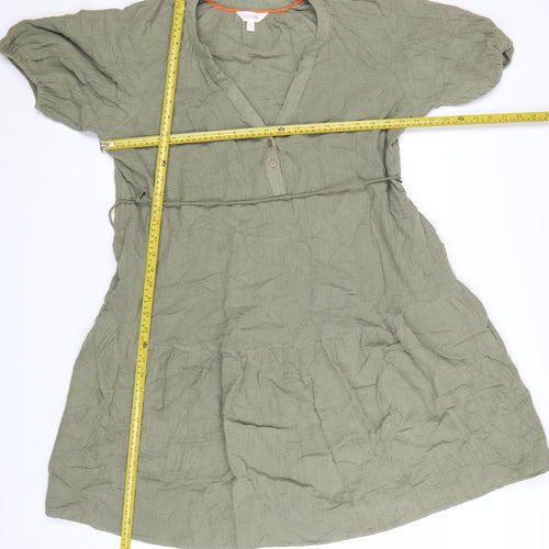 Marks and Spencer Women’s Green Cotton A-Line Knee Length Dress Size 14