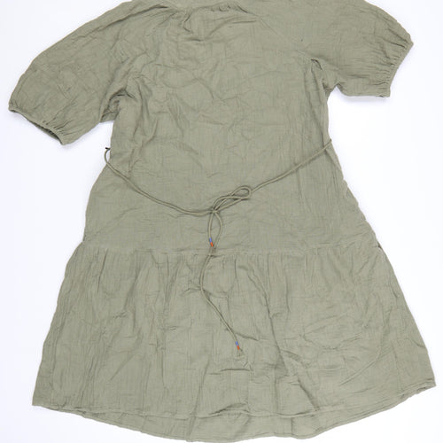 Marks and Spencer Women’s Green Cotton A-Line Knee Length Dress Size 14