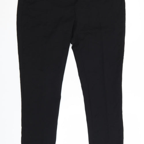 Marks and Spencer Women Black Tapered Trousers Size 14 Polyester Blend