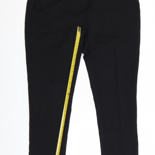 Marks and Spencer Women Black Tapered Trousers Size 14 Polyester Blend