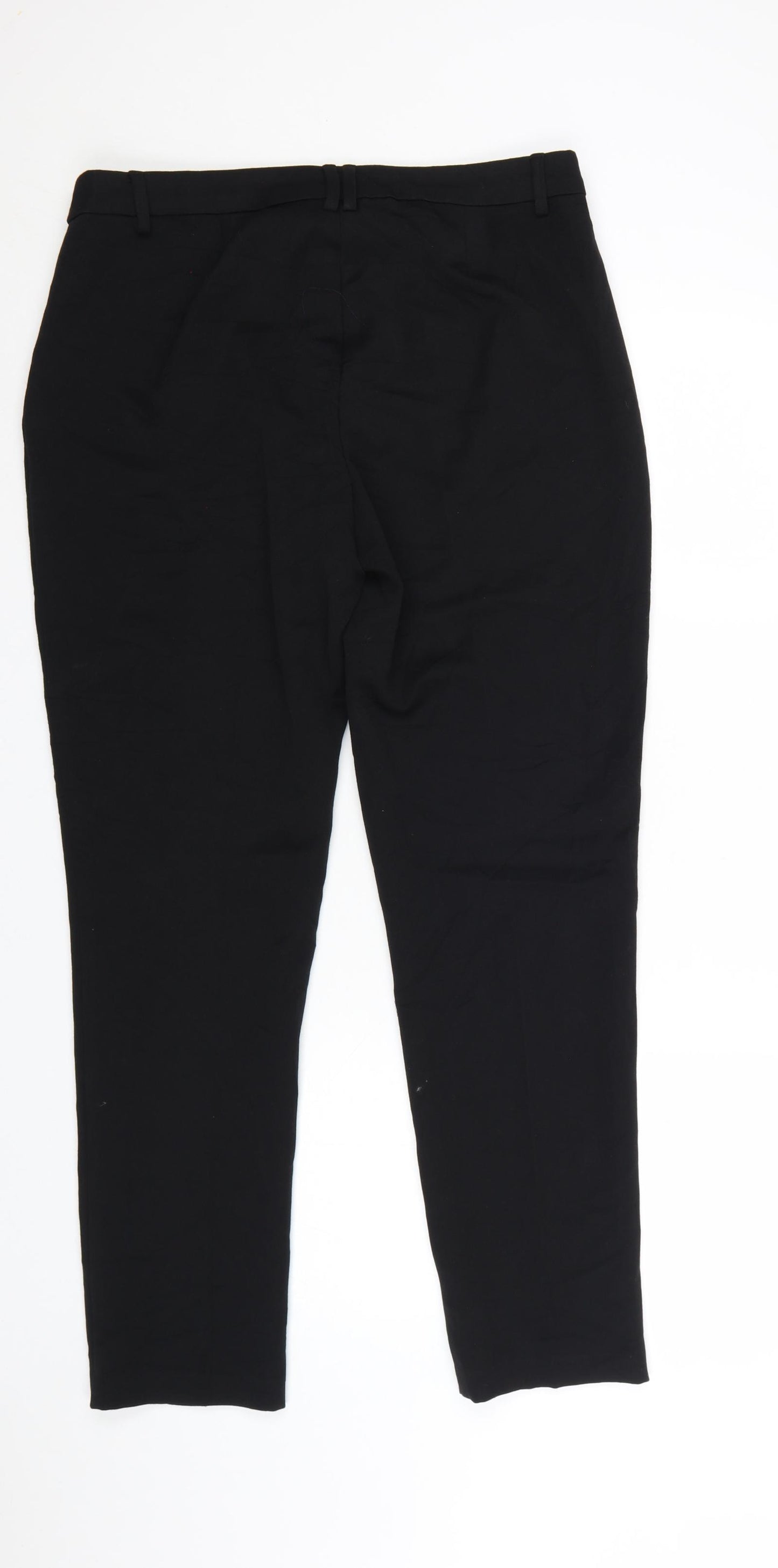 Marks and Spencer Women Black Tapered Trousers Size 14 Polyester Blend