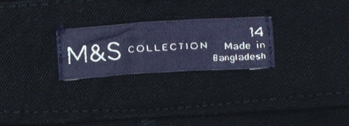 Marks and Spencer Women Black Tapered Trousers Size 14 Polyester Blend