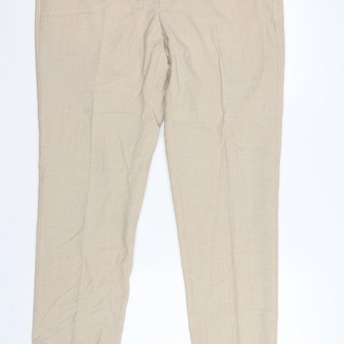 Marks and Spencer Autograph Men's Beige Wool Blend Tailored Trousers 38R