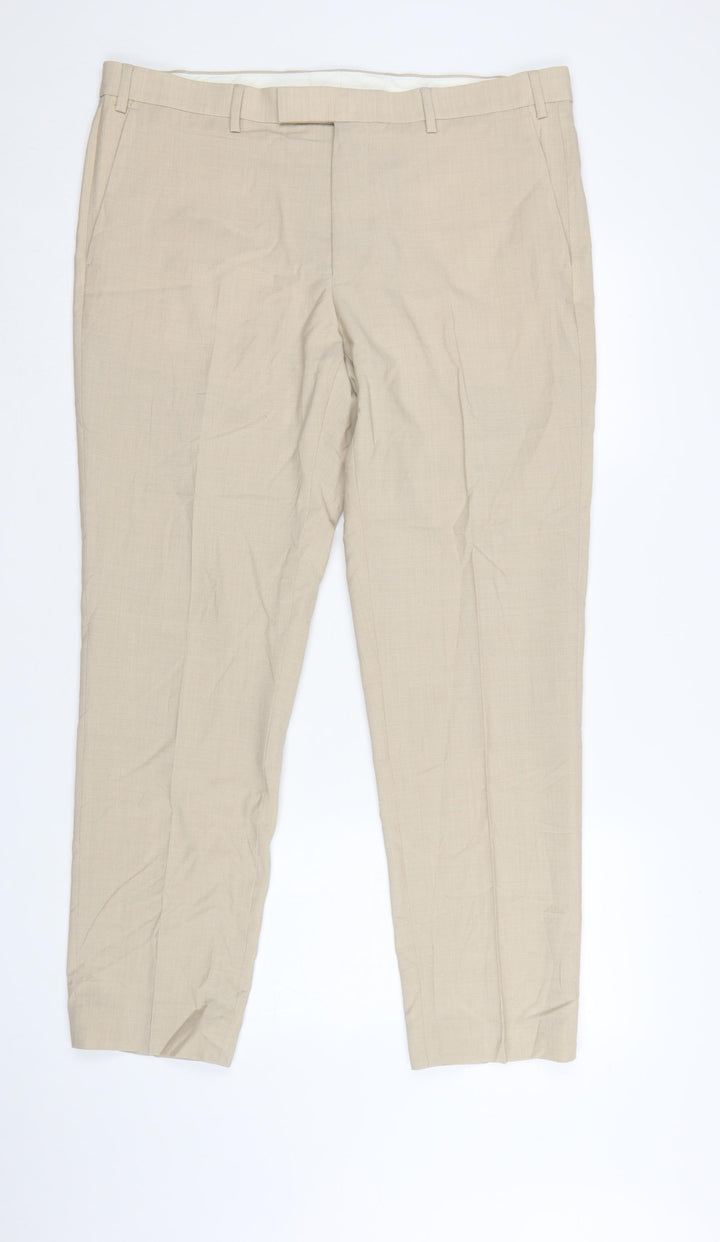 Marks and Spencer Autograph Men's Beige Wool Blend Tailored Trousers 38R