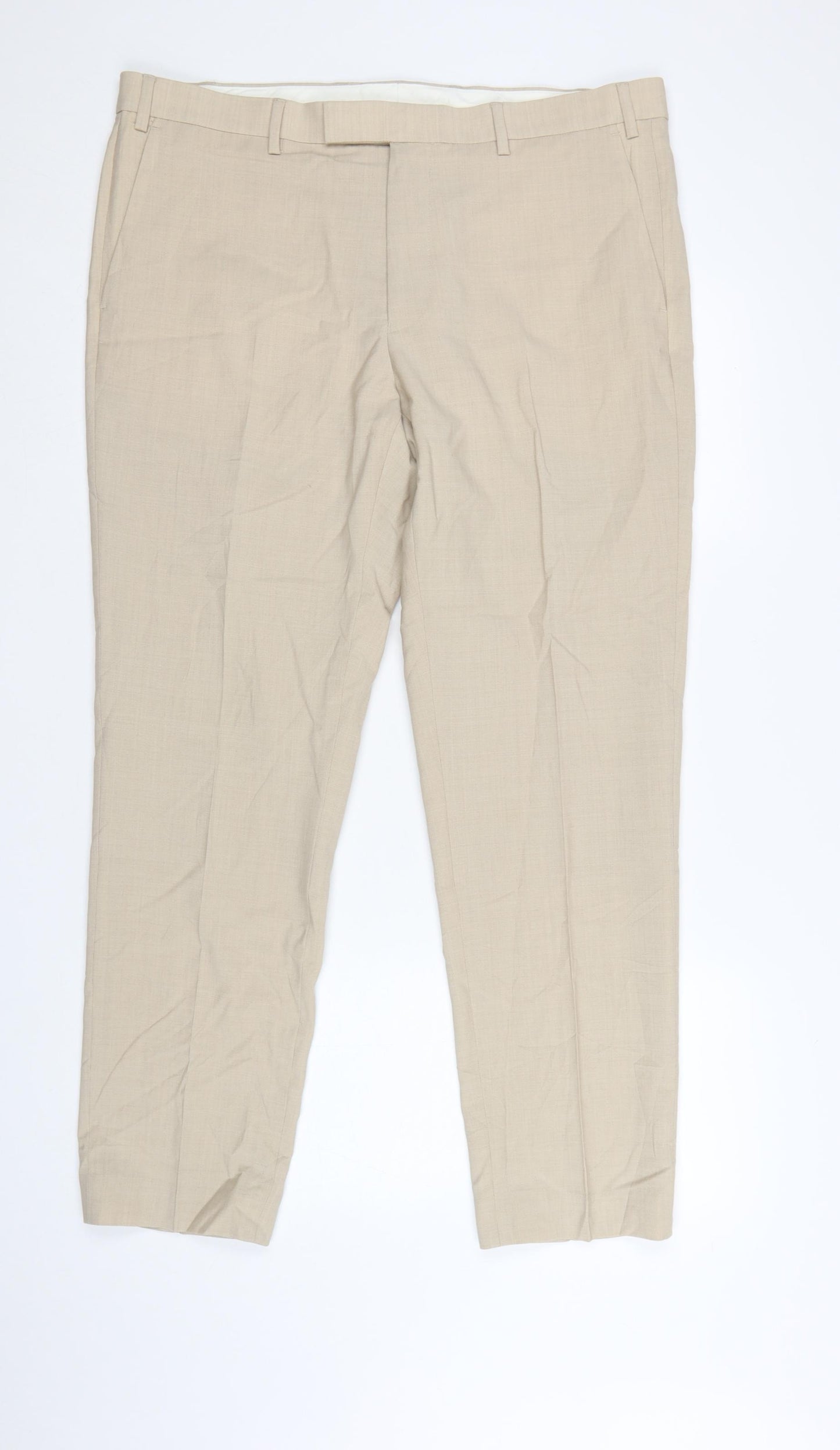 Marks and Spencer Autograph Men's Beige Wool Blend Tailored Trousers 38R