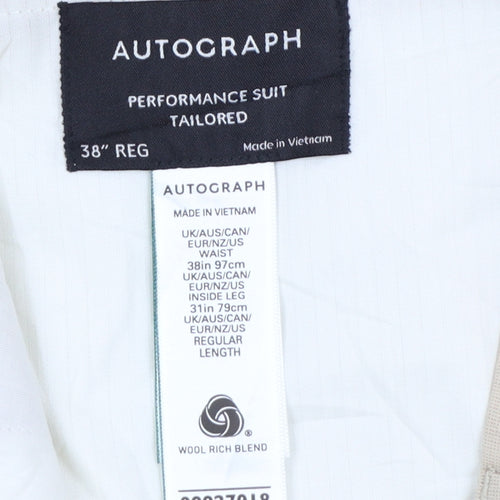 Marks and Spencer Autograph Men's Beige Wool Blend Tailored Trousers 38R