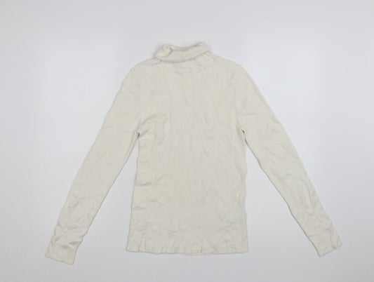 Marks and Spencer Women’s Ivory Roll Neck Slim Fit Knit Jumper Size 8