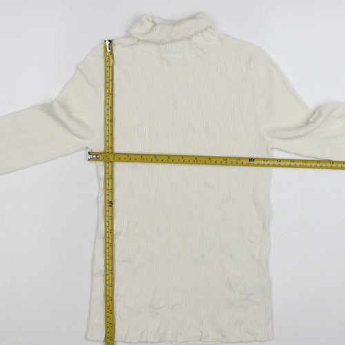 Marks and Spencer Women’s Ivory Roll Neck Slim Fit Knit Jumper Size 8