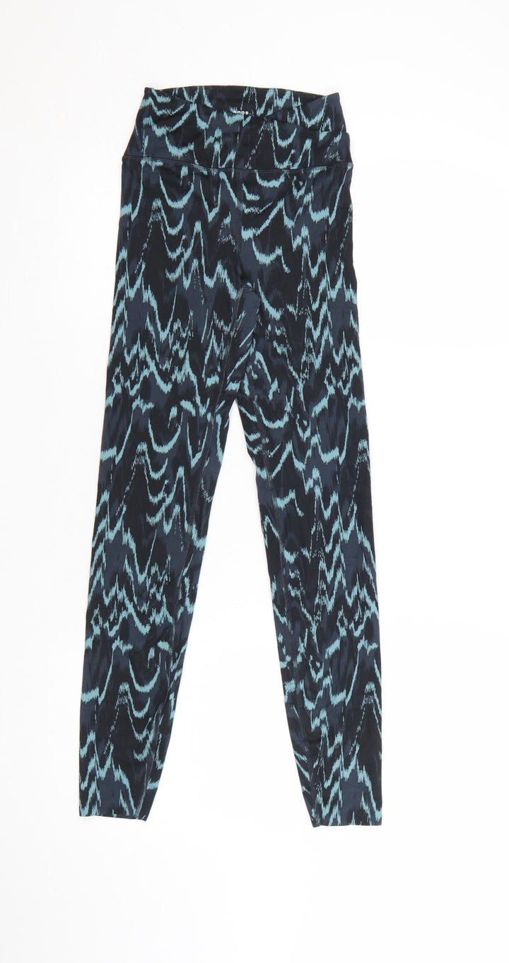 Marks and Spencer Women Blue Geometric Print Goodmove Leggings Size 6