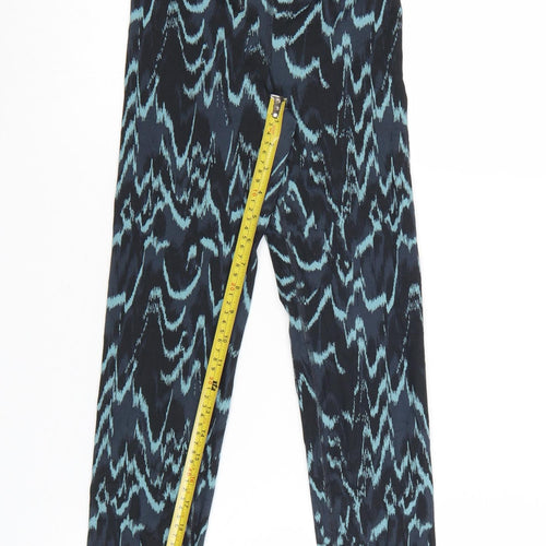 Marks and Spencer Women Blue Geometric Print Goodmove Leggings Size 6