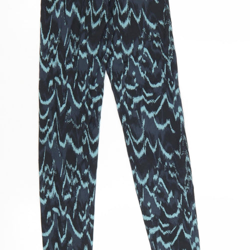 Marks and Spencer Women Blue Geometric Print Goodmove Leggings Size 6